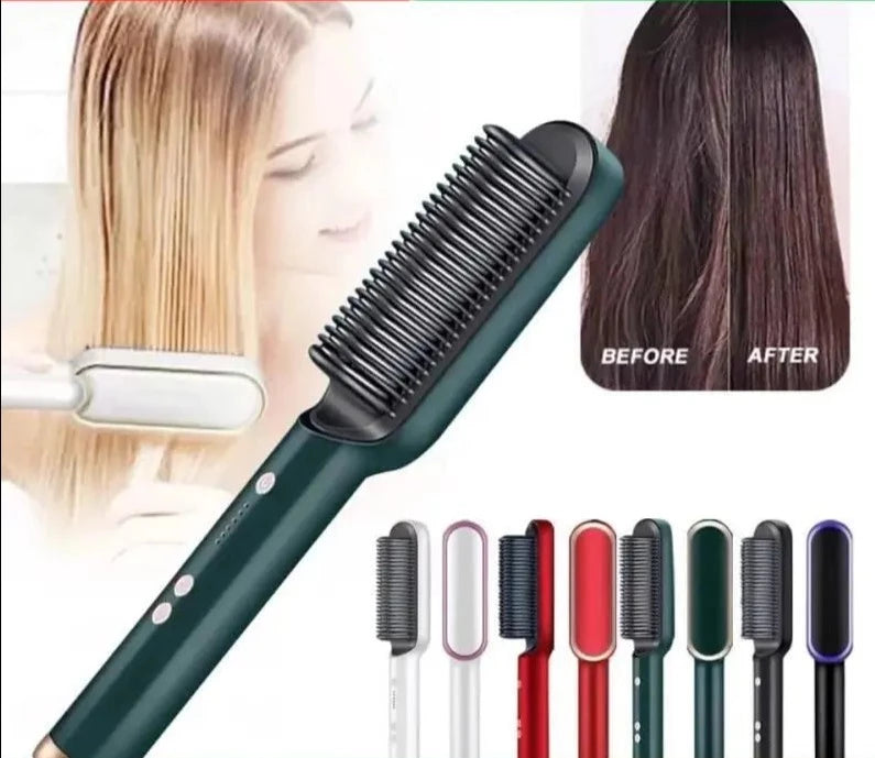 Escova Alisadora Bivolt 5 em 1 - Alisa, Hidrata, Modela, Alinha e Anti-Frizz