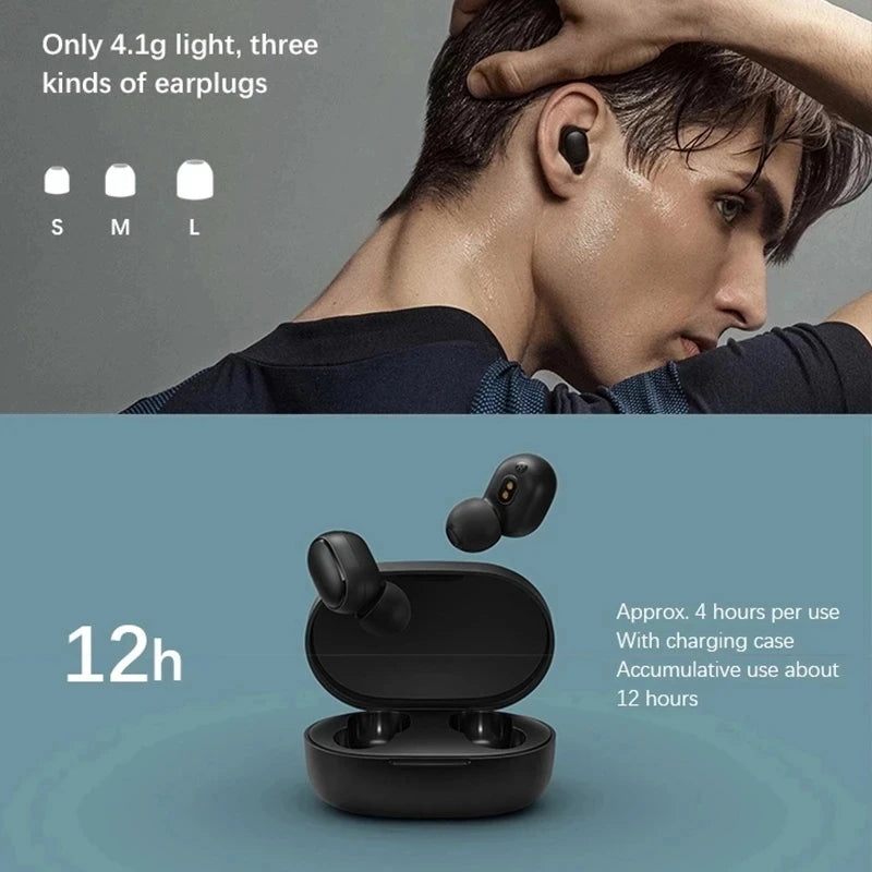 Original xiaomi redmi airdots 2 fone de ouvido tws sem fio bluetooth gaming headset controle ia mi fones para transporte da gota