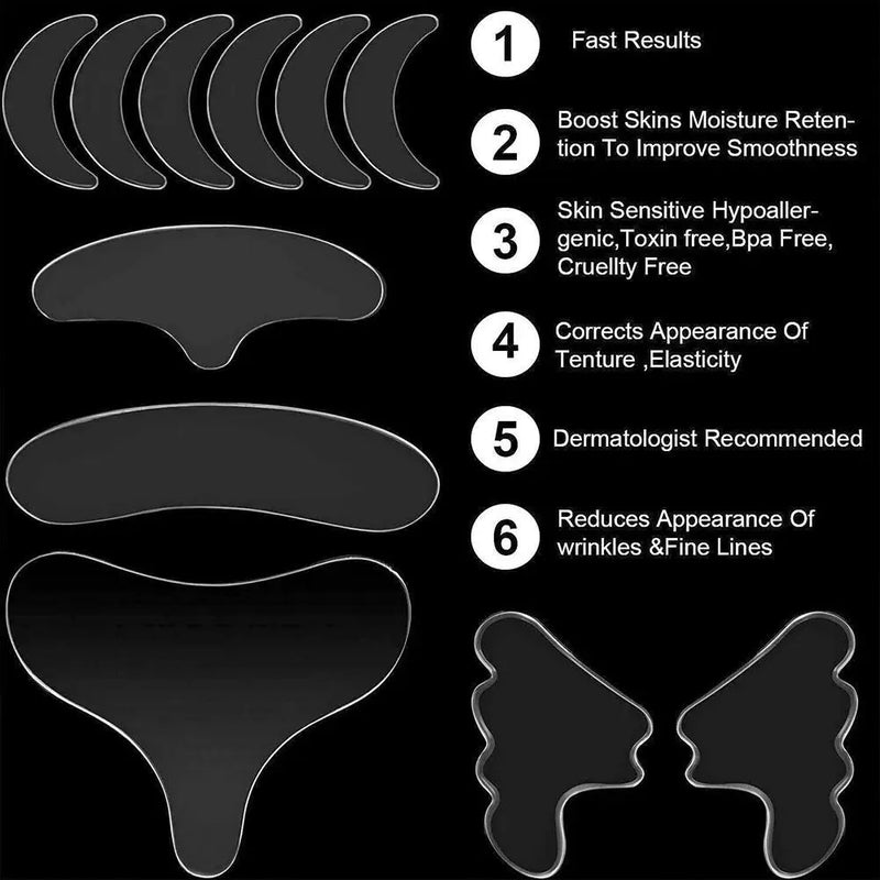 Adesivo de remoção de rugas de silicone tiras de levantamento facial conjunto testa pescoço linha removedor manchas de olho anti envelhecimento da pele