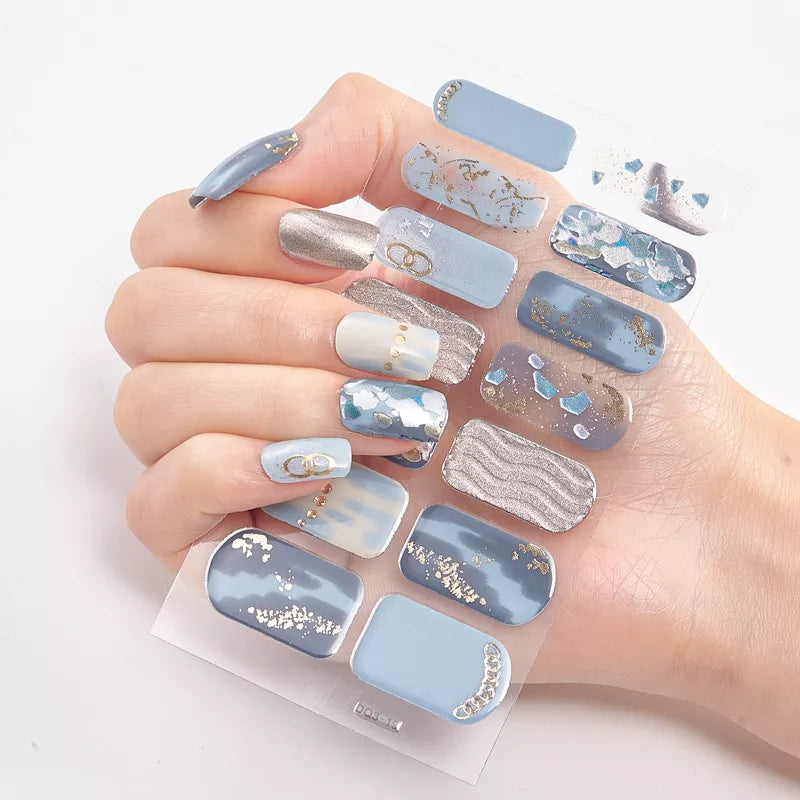 Adesivos de unhas estampados, tiras de unhas para mulheres, meninas, beleza completa, adesivos de alta qualidade para unhas