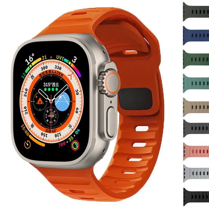 Pulseira de silicone para Apple Watch ultra 2 banda 42mm 44mm 45mm 49mm 40mm 41mm 38mm esportiva  iwatch série 7 6 3 se 8 9