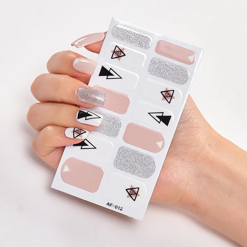 Adesivos de unhas estampados, tiras de unhas para mulheres, meninas, beleza completa, adesivos de alta qualidade para unhas